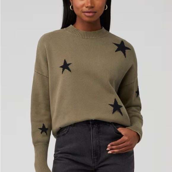 PISTOLA Darya crew neck pullover olive green and black stars size small - Picture 6 of 10